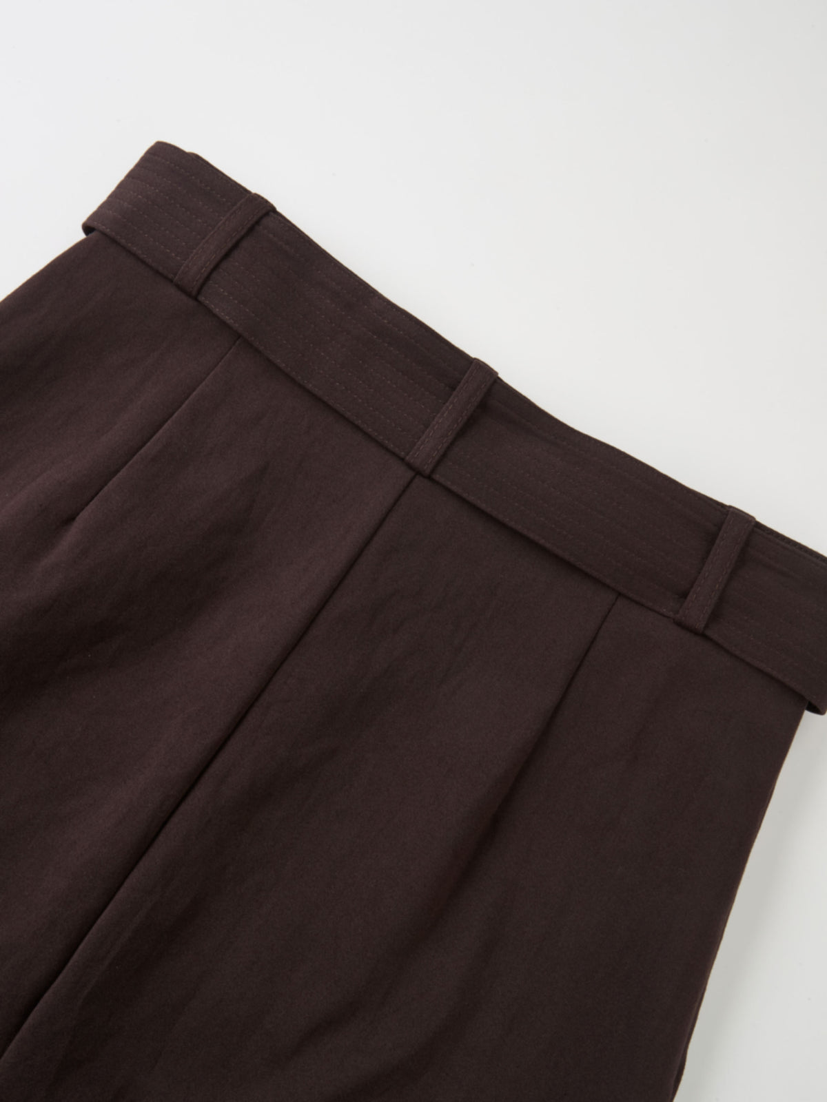 Belted Straight Maxi Skirt - Brown