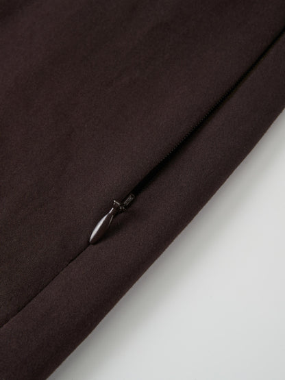 Belted Straight Maxi Skirt - Brown