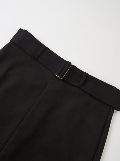 Belted Straight Maxi Skirt - Black
