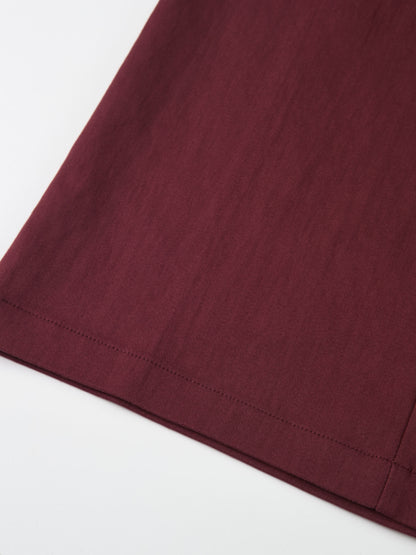 Belted Straight Maxi Skirt - Burgundy