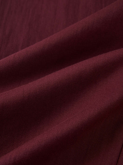 Belted Straight Maxi Skirt - Burgundy