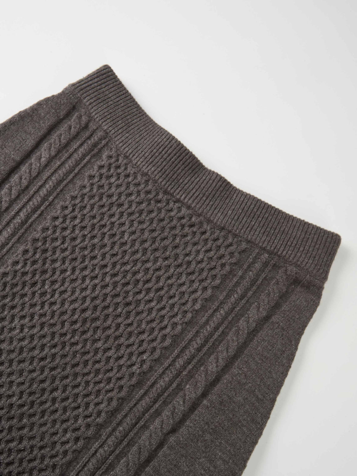 Mixed Cable Knit Skirt - Grey