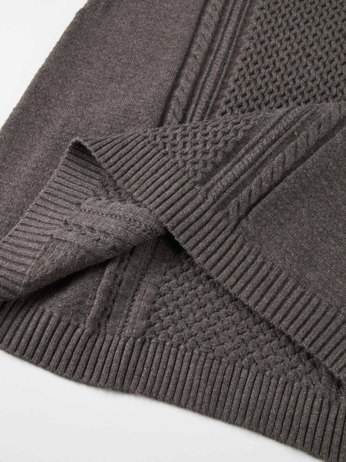 Mixed Cable Knit Skirt - Grey