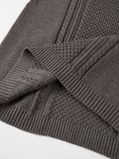 Mixed Cable Knit Skirt - Grey