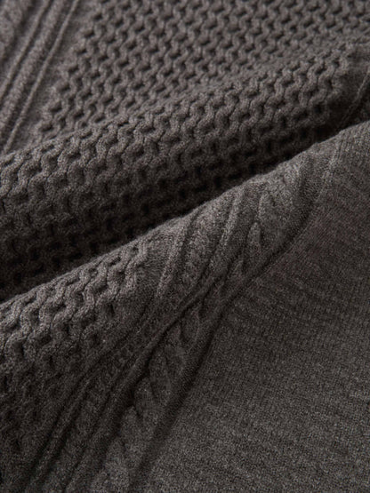 Mixed Cable Knit Skirt - Grey