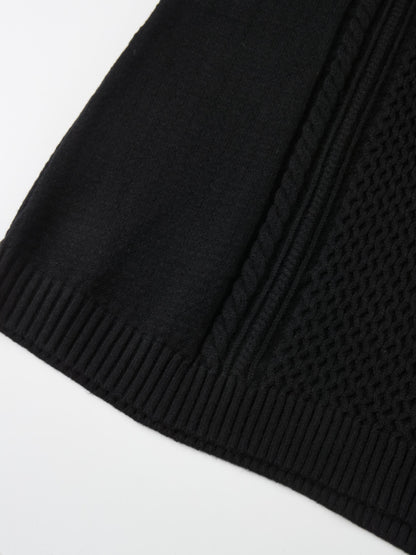 Mixed Cable Knit Skirt - Black
