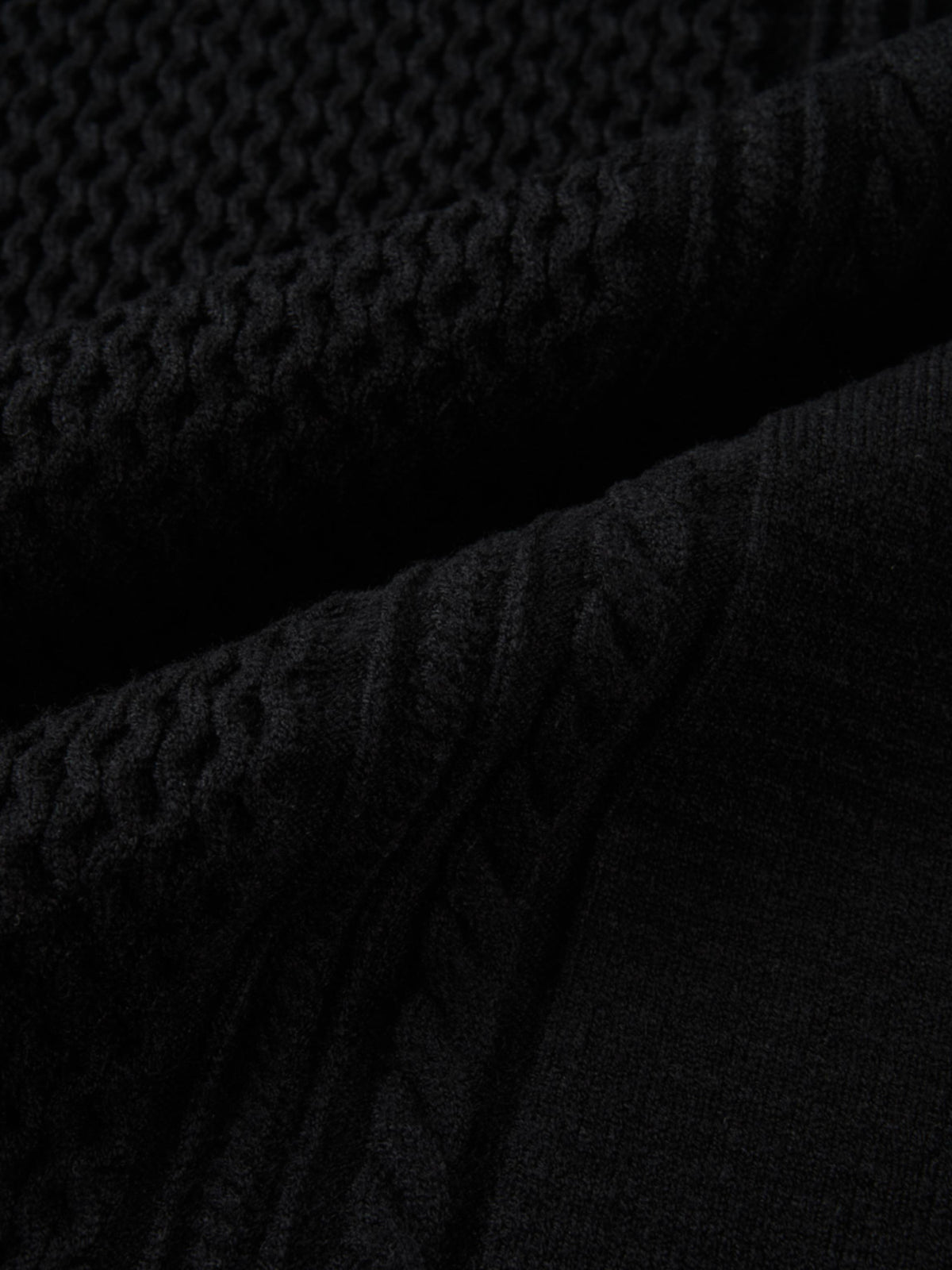 Mixed Cable Knit Skirt - Black