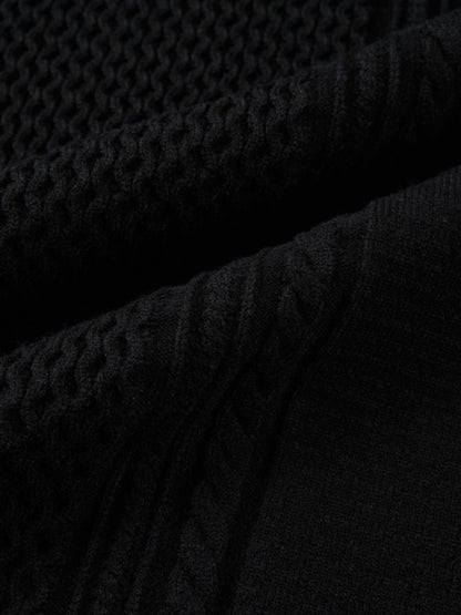 Mixed Cable Knit Skirt - Black