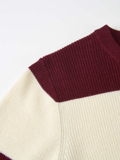 Waffle Knit Top - Burgundy/Cream