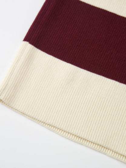 Waffle Knit Top - Burgundy/Cream