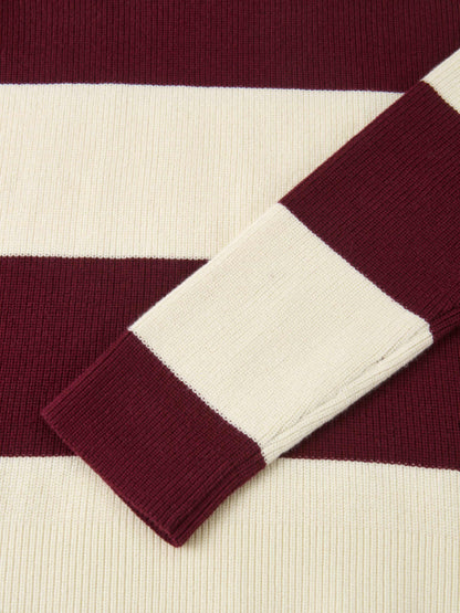 Waffle Knit Top - Burgundy/Cream