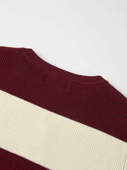 Waffle Knit Top - Burgundy/Cream
