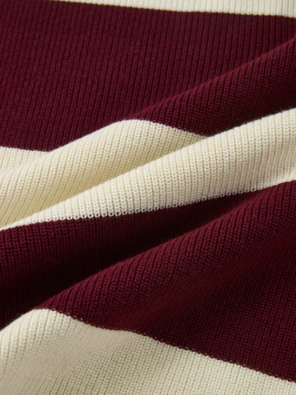 Waffle Knit Top - Burgundy/Cream