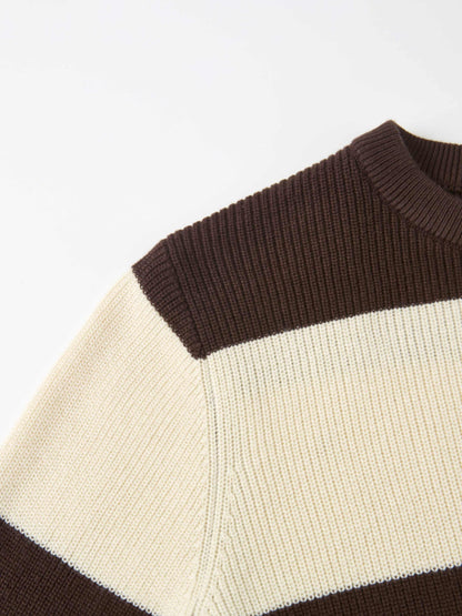 Waffle Knit Top - Cream/Chocolate Brown