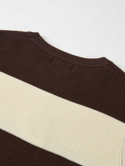 Waffle Knit Top - Cream/Chocolate Brown