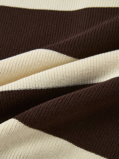 Waffle Knit Top - Cream/Chocolate Brown
