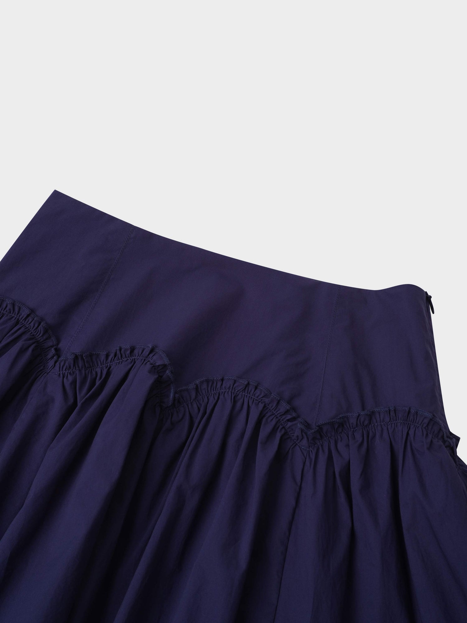 Yoke Ruffle Skirt-Navy