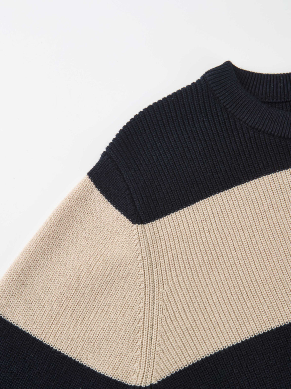 Waffle Knit Top - Navy/Tan