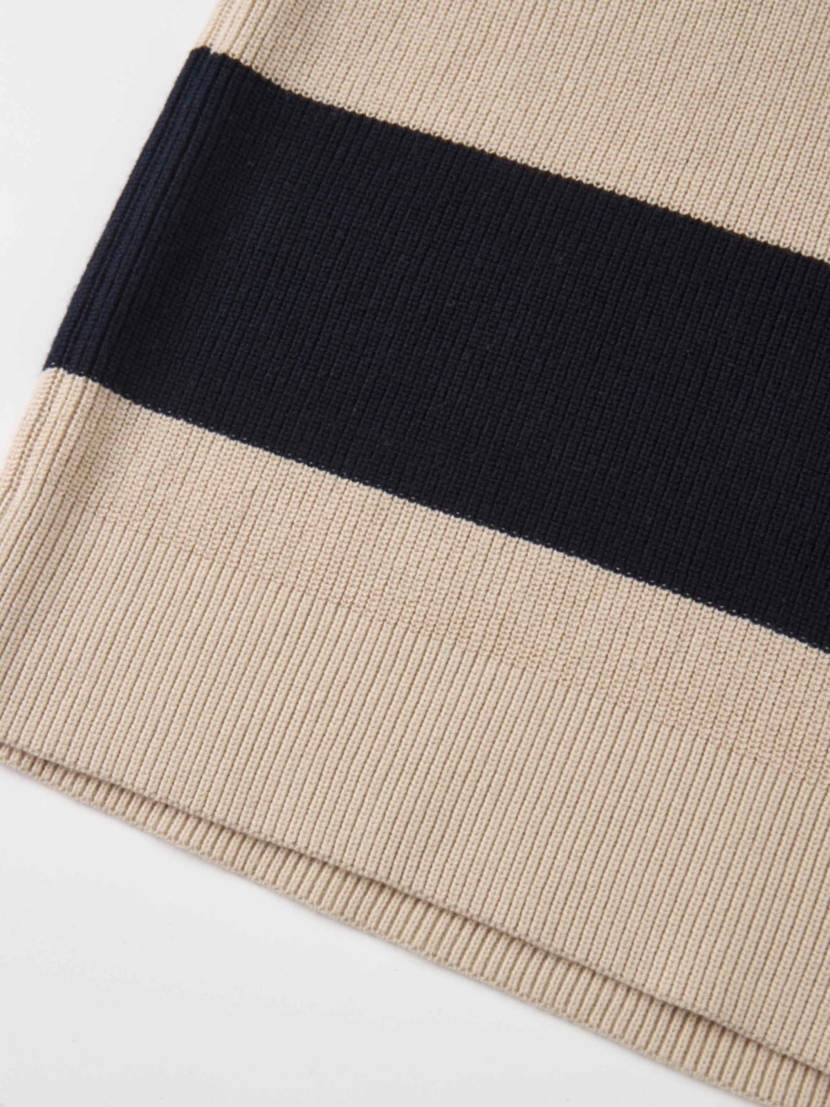 Waffle Knit Top - Navy/Tan