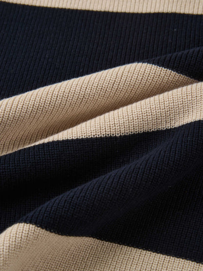 Waffle Knit Top - Navy/Tan