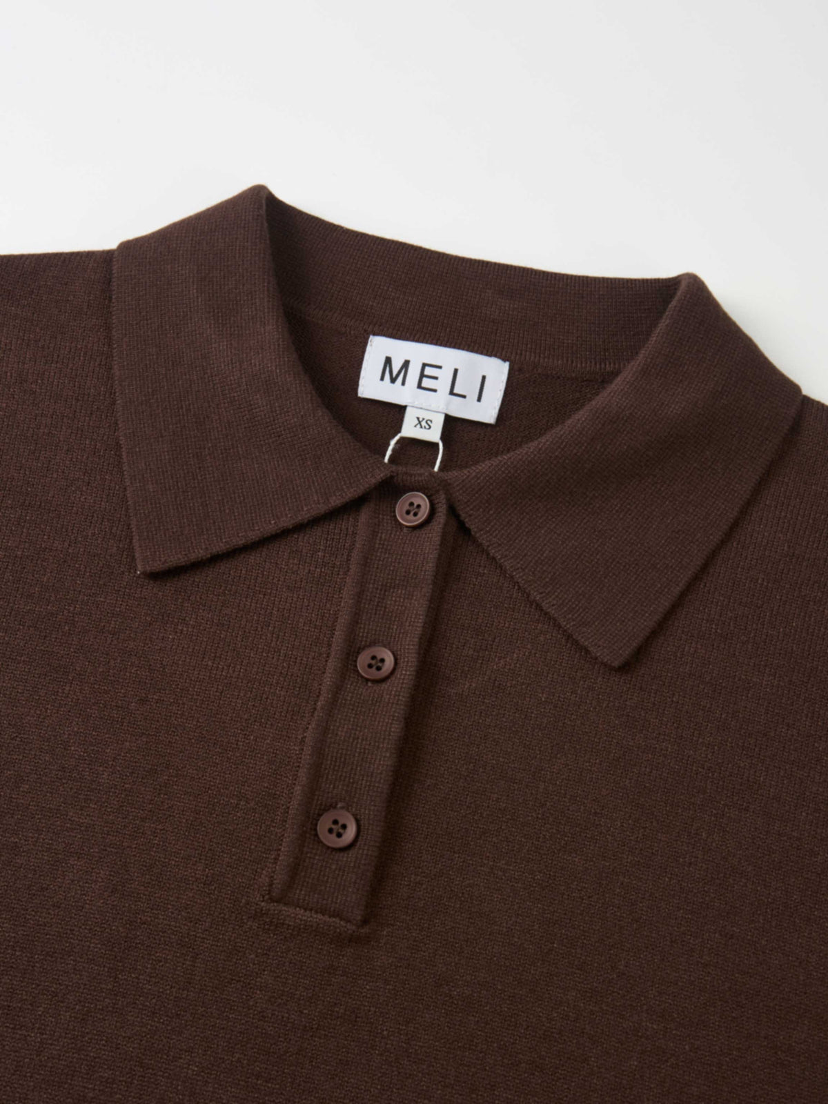 Knit Polo Top - Brown