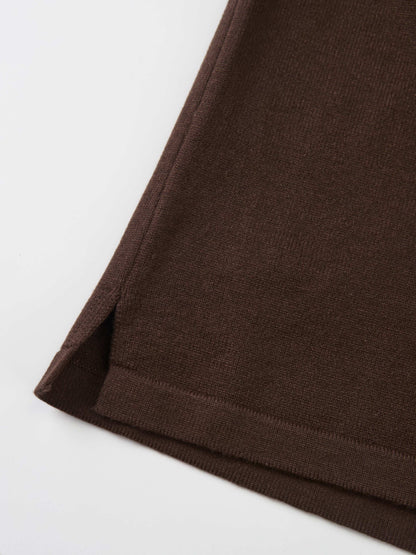 Knit Polo Top - Brown