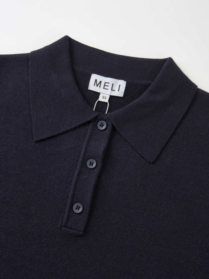Knit Polo Top - Navy
