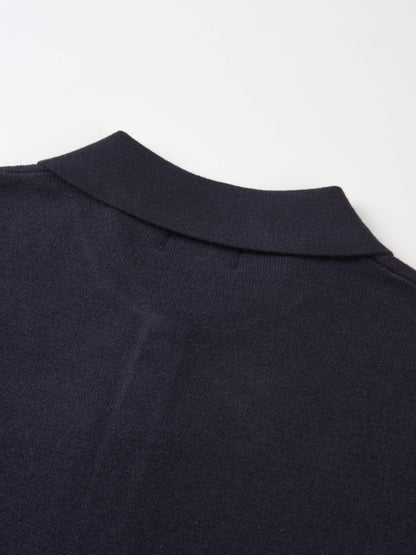Knit Polo Top - Navy