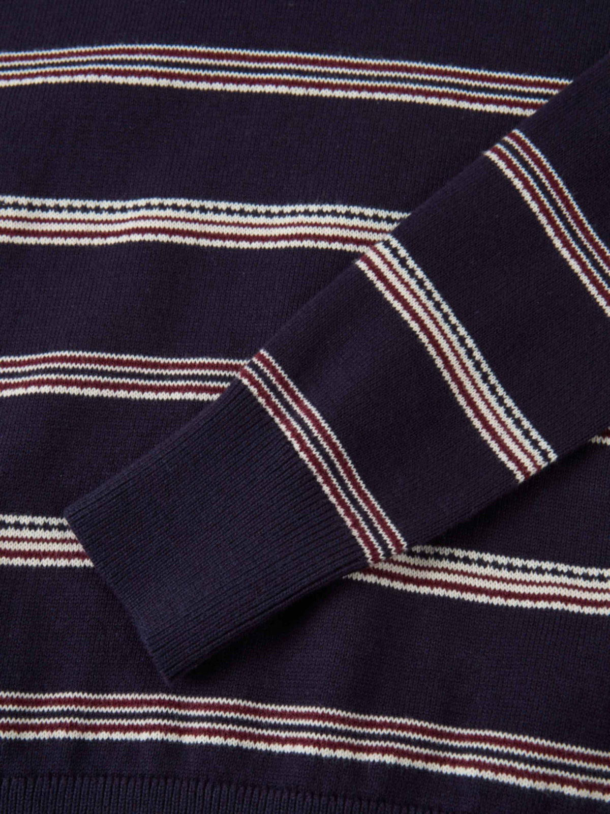 Thin Knit Polo Top - Navy/Burgundy/Cream