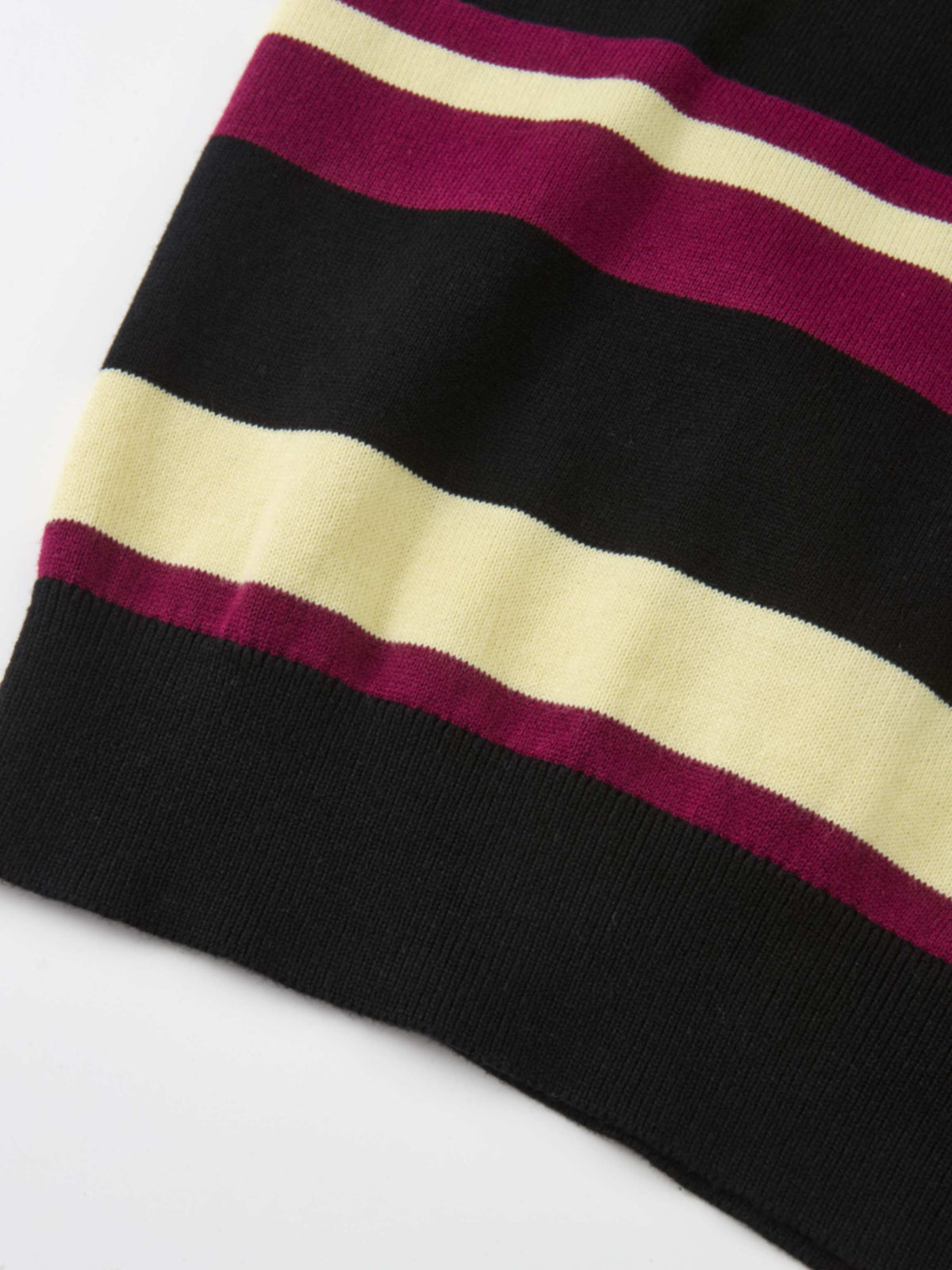 Thin Knit Polo Top - Black/Burgundy/Yellow