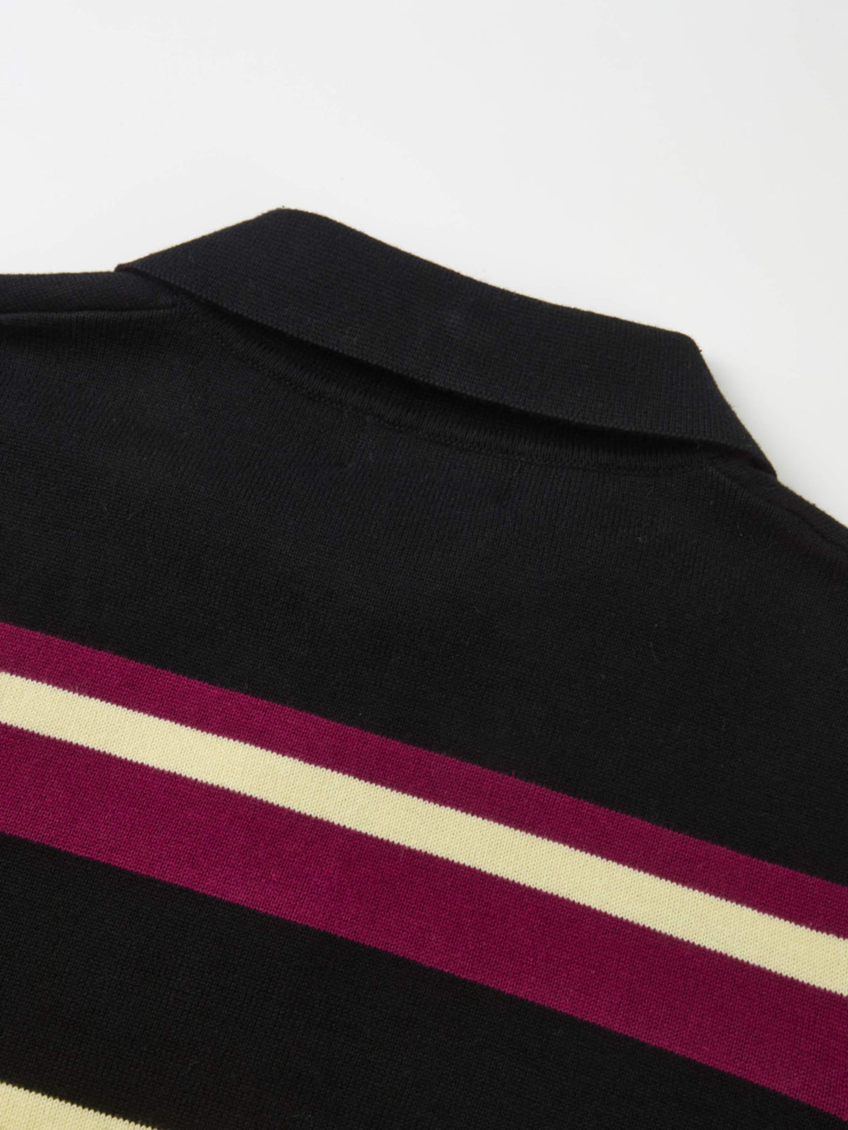 Thin Knit Polo Top - Black/Burgundy/Yellow