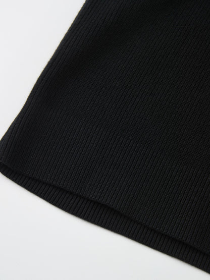Waffle Knit Top - Black