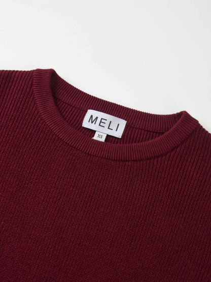 Waffle Knit Top - Burgundy