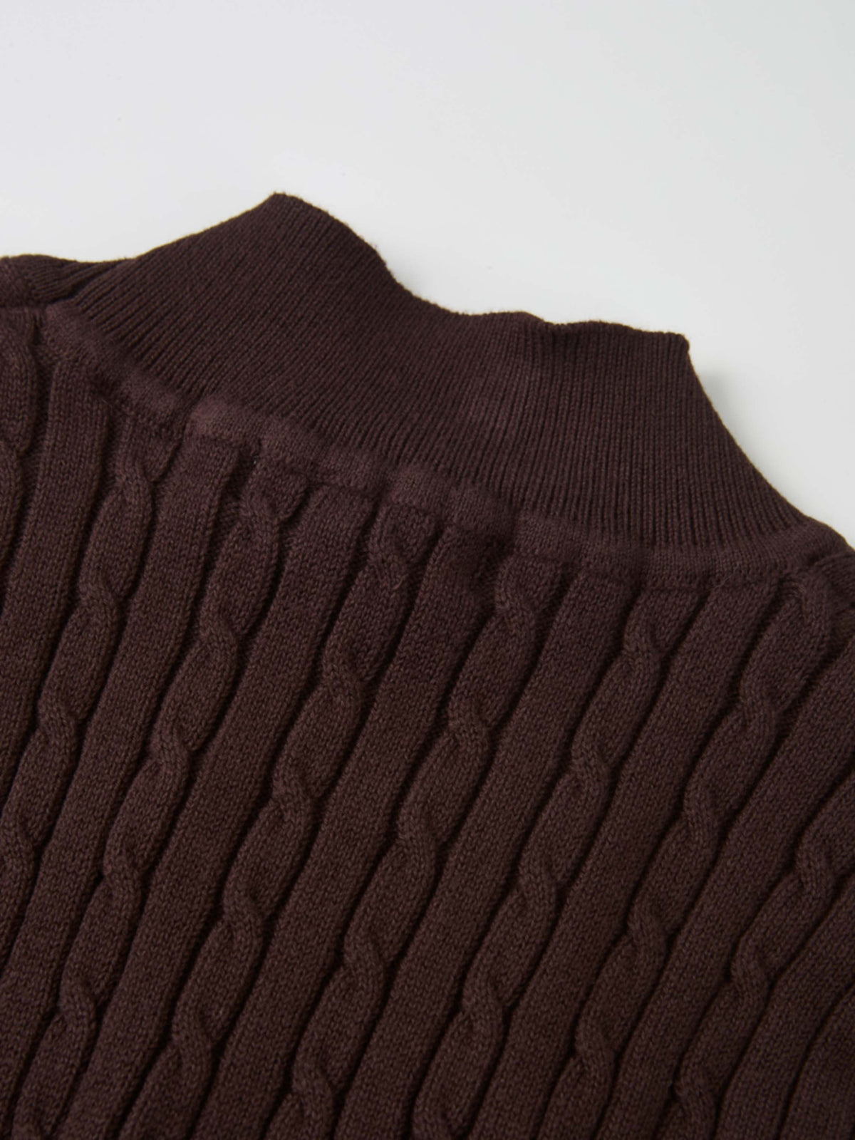 Mock Neck Cable Sleeveless Top - Brown