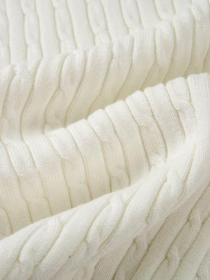 Mock Neck Cable Sleeveless Top - Cream