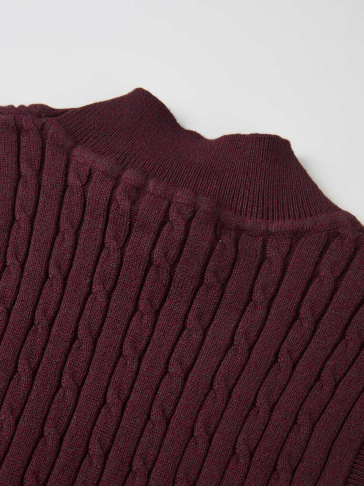 Mock Neck Cable Sleeveless Top - Burgundy