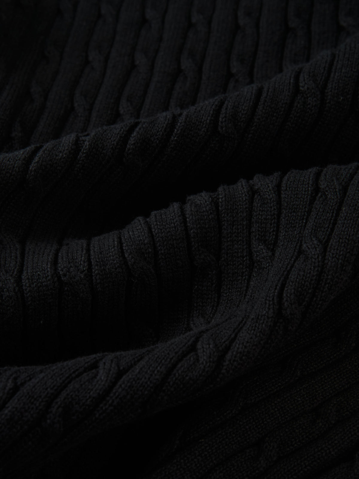Mock Neck Cable Sleeveless Top - Black