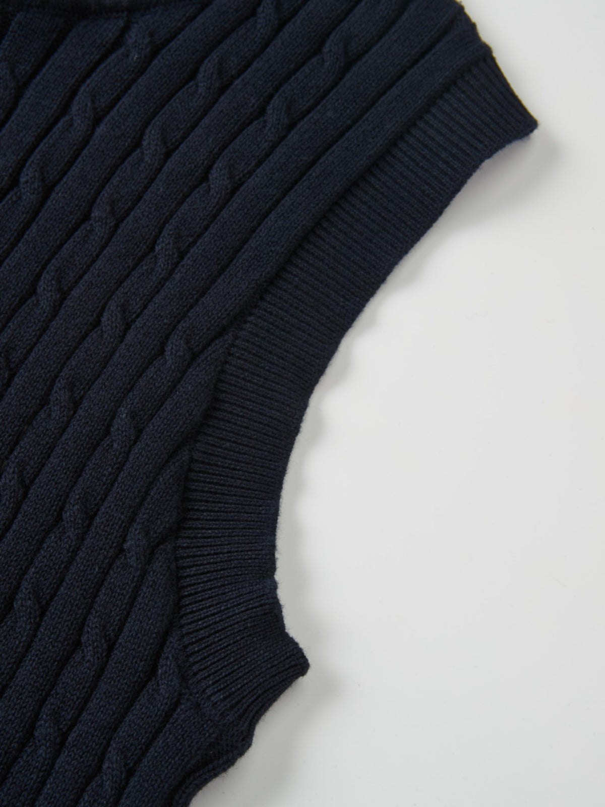 Mock Neck Cable Sleeveless Top - Navy