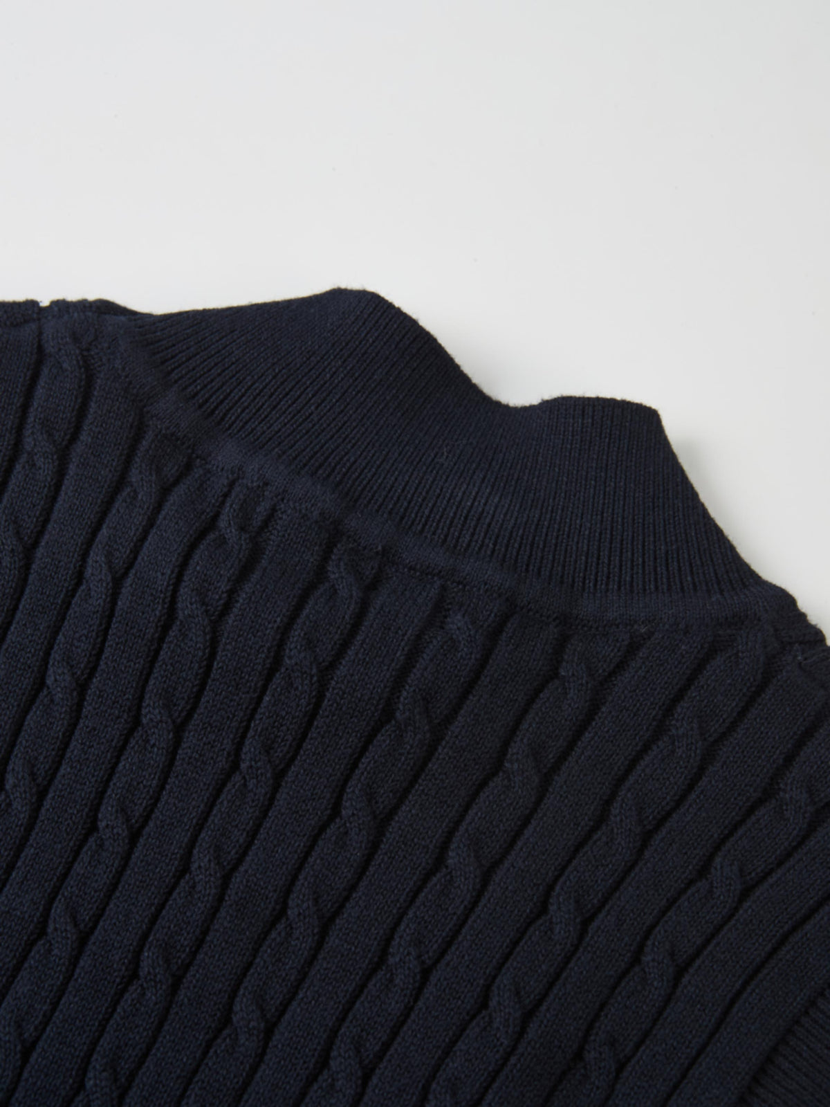 Mock Neck Cable Sleeveless Top - Navy