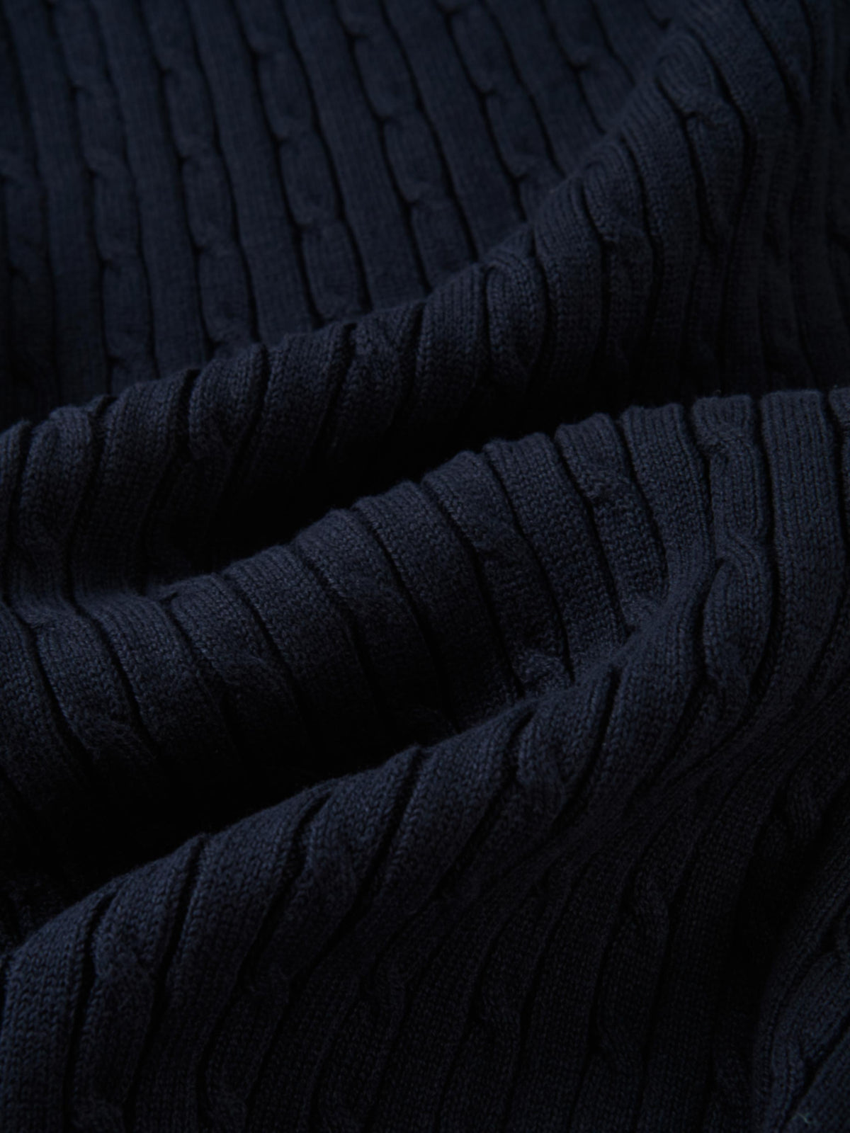 Mock Neck Cable Sleeveless Top - Navy