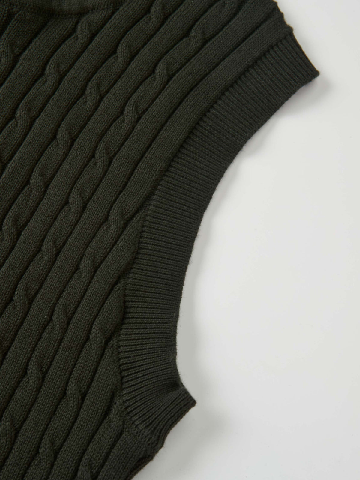 Mock Neck Cable Sleeveless Top - Green