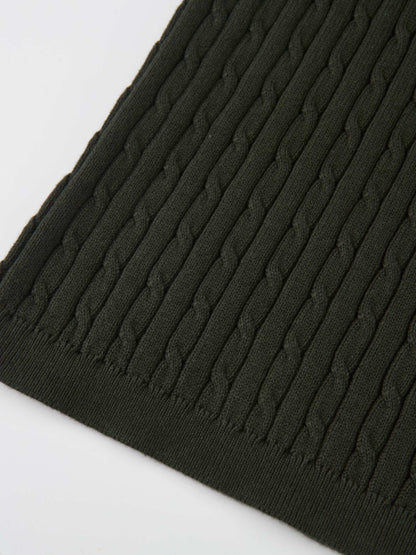 Mock Neck Cable Sleeveless Top - Green