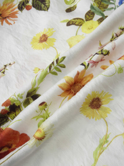 Waist Yoke Dress-Garden Floral