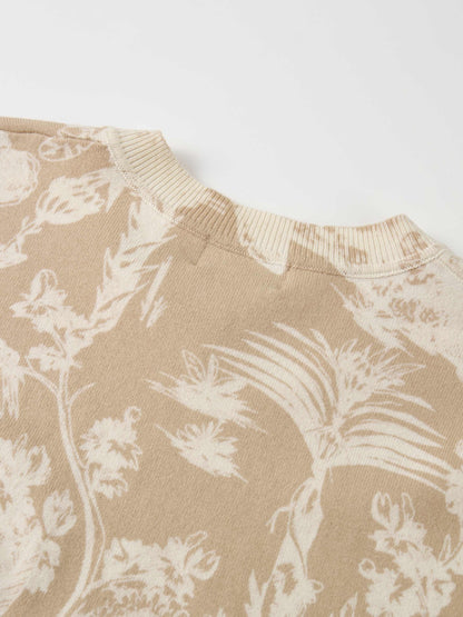 Printed High V Lightweigh Sweater - Tan Cream Toille