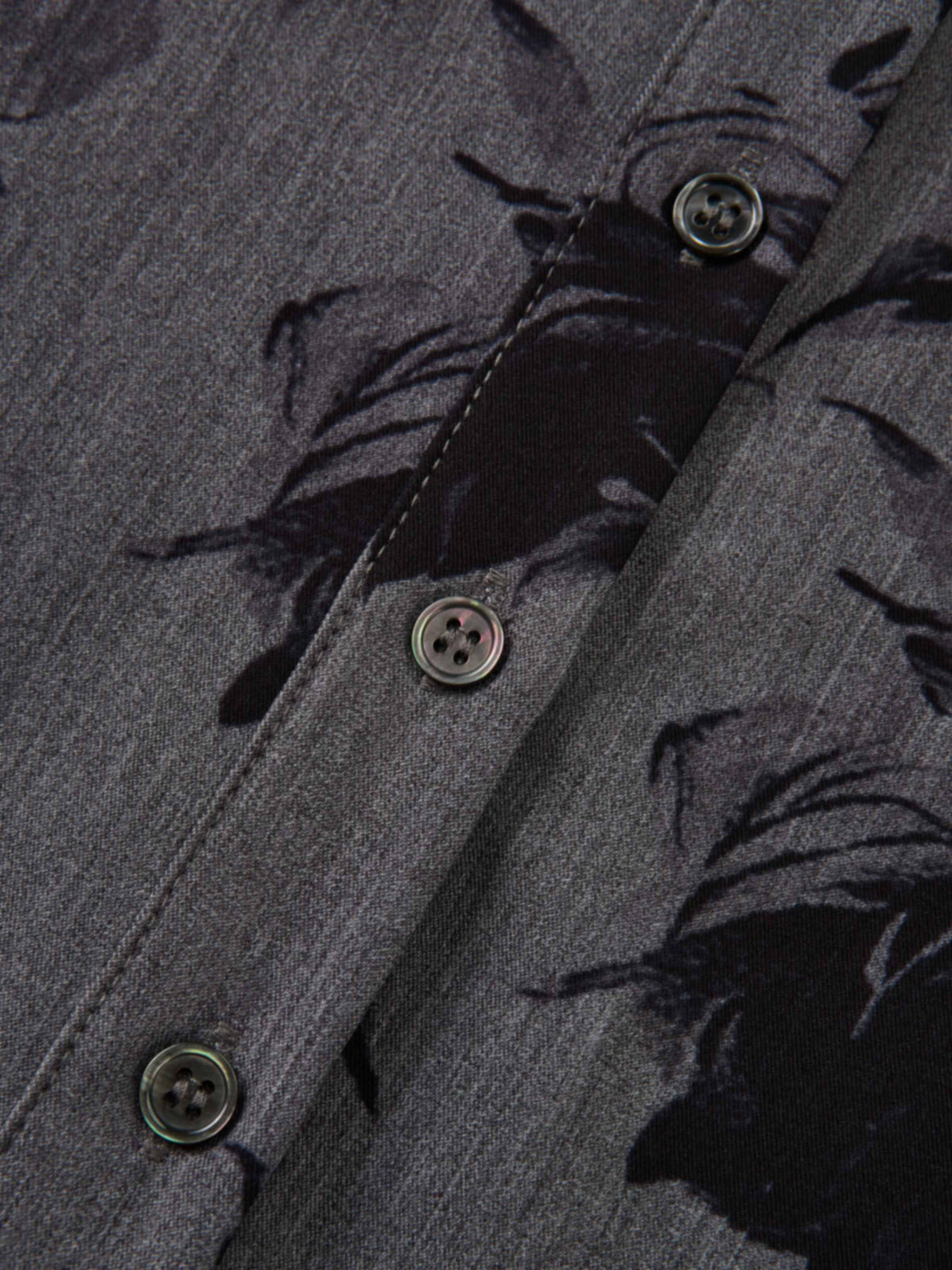 Printed Button Blouse - Grey/Black Floral