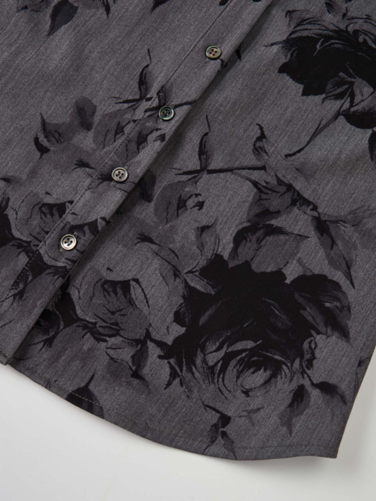Printed Button Blouse - Grey/Black Floral