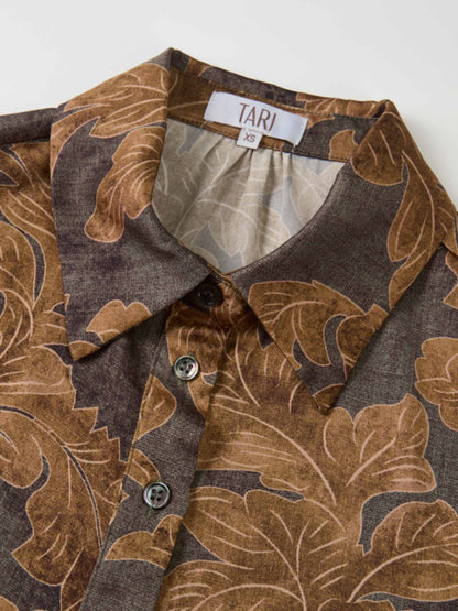 Printed Button Blouse - Gold Floral