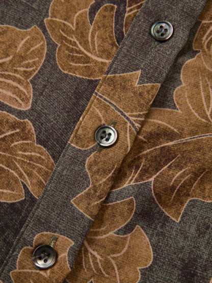 Printed Button Blouse - Gold Floral