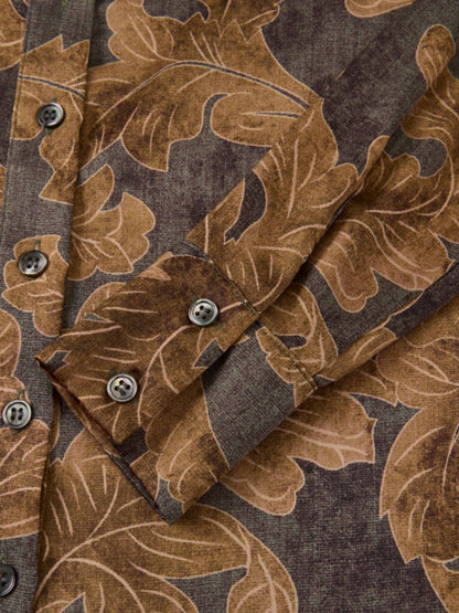 Printed Button Blouse - Gold Floral