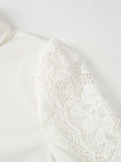 Lace Trim Blouse - White